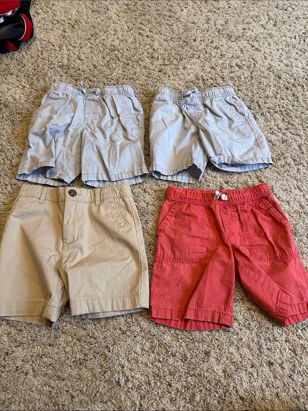 Carter's Light Blue, Khaki, and Red Kids Shorts 4-Pack